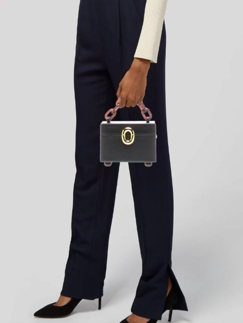 Lizzie Fortunato Cinema Black Box Bag  with Gold Hardware